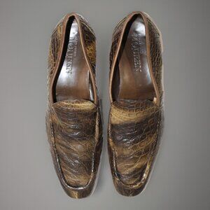 Alexander Mcqueen Croc Alligator Embossed Reptile Apron Toe Loafers Mens 44 / 11